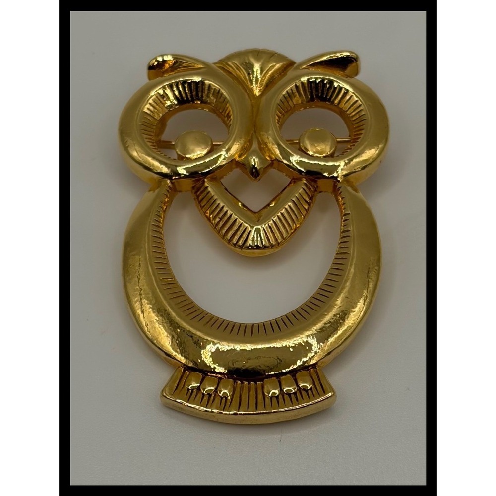 Unbranded Owl Brooch Women Small Gold Tone Textured Open Body Bird Jewelry‎